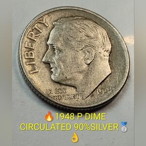 ✅1948 P  90%Silver Dime CIRCULATED 🥈🔥